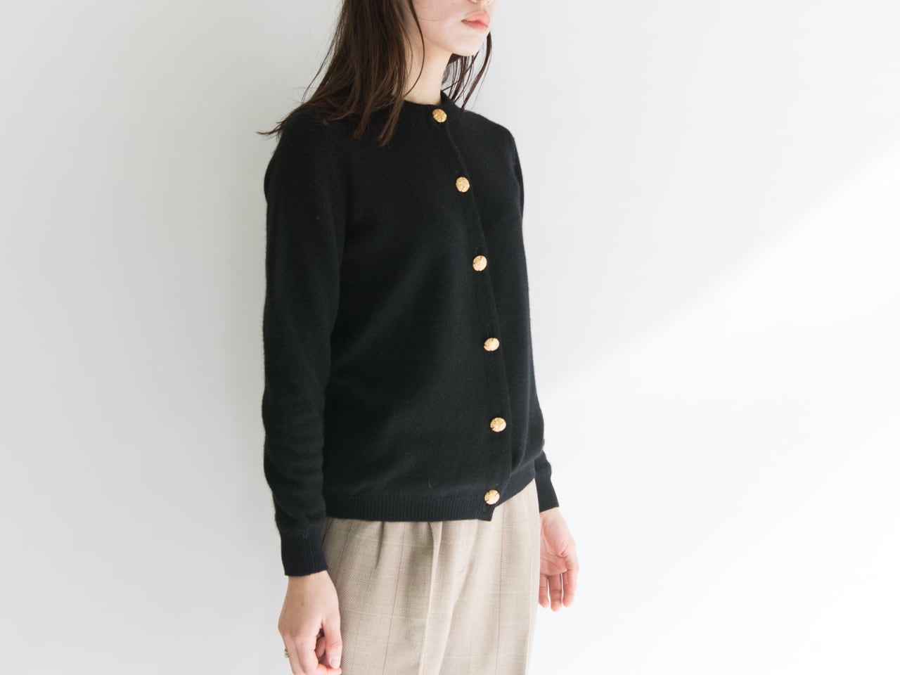 Ballantyne】Made in Scotland pure cashmere gold button knit ...