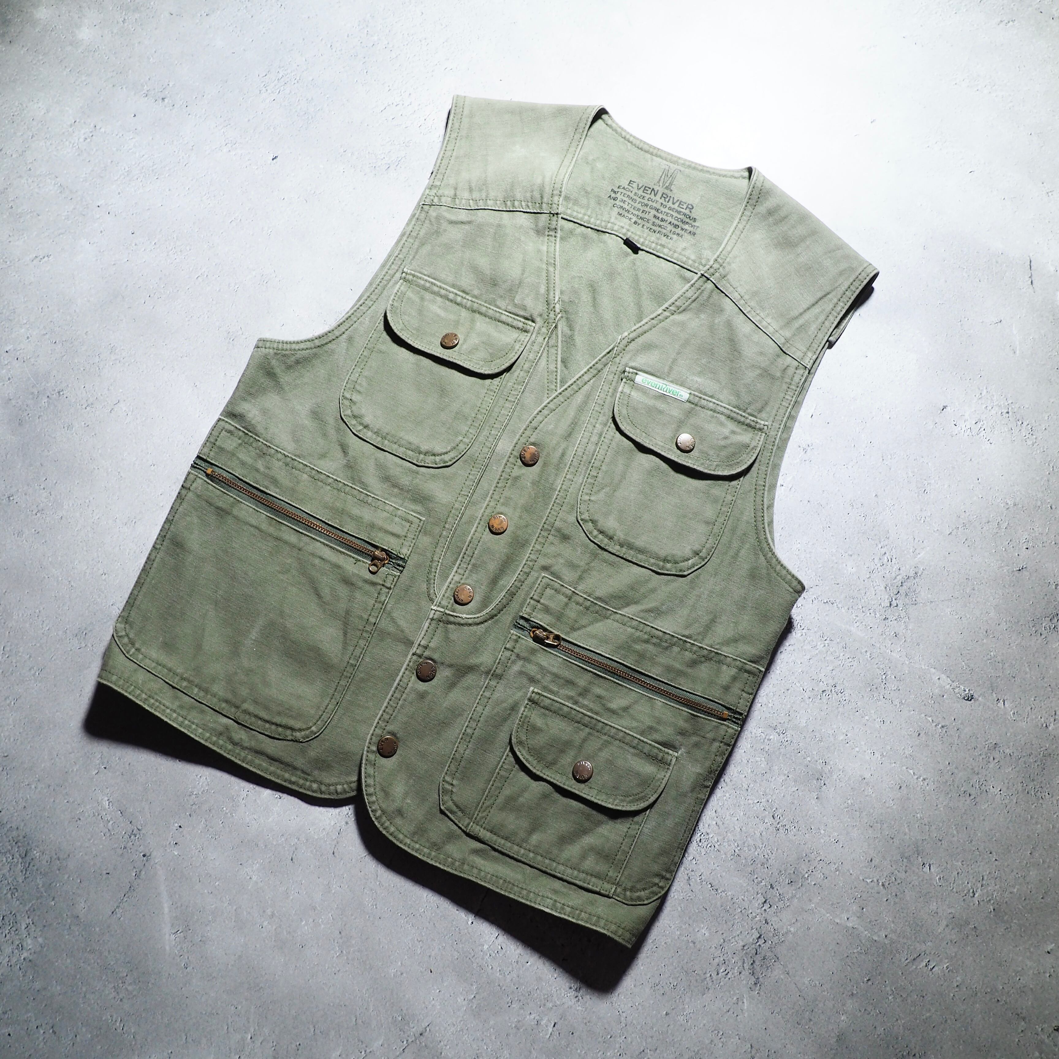 1990s Olive green color multi gimmick vintage vest