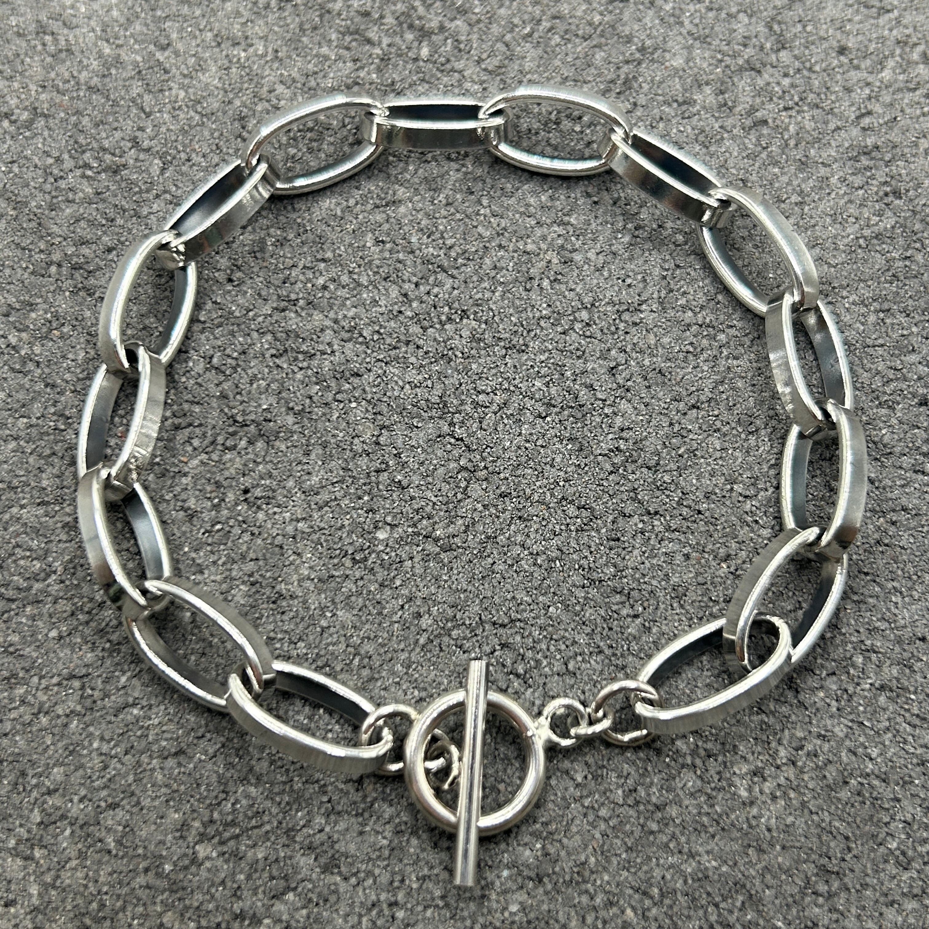 シルバー925 Silver フープチェーンマンテルブレスレット/軽研磨仕上げ