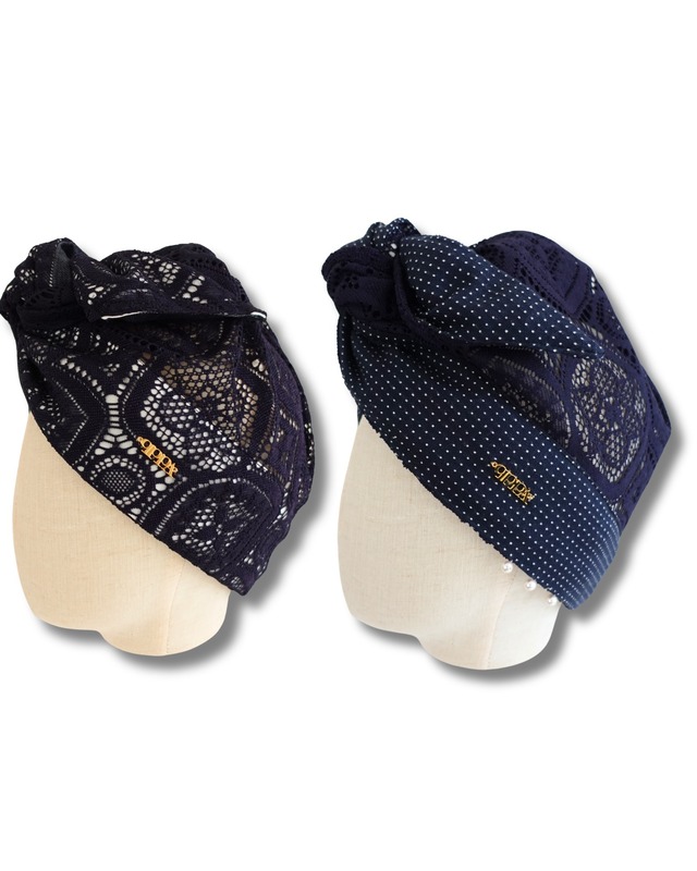 HAIR WRAP｜ Navy Lace 刺子