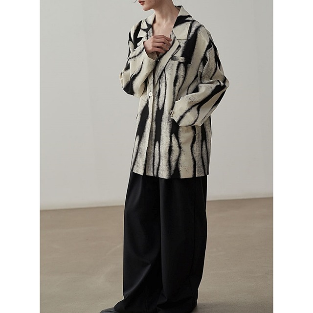 Monotone back mesh shirt jacket C0215