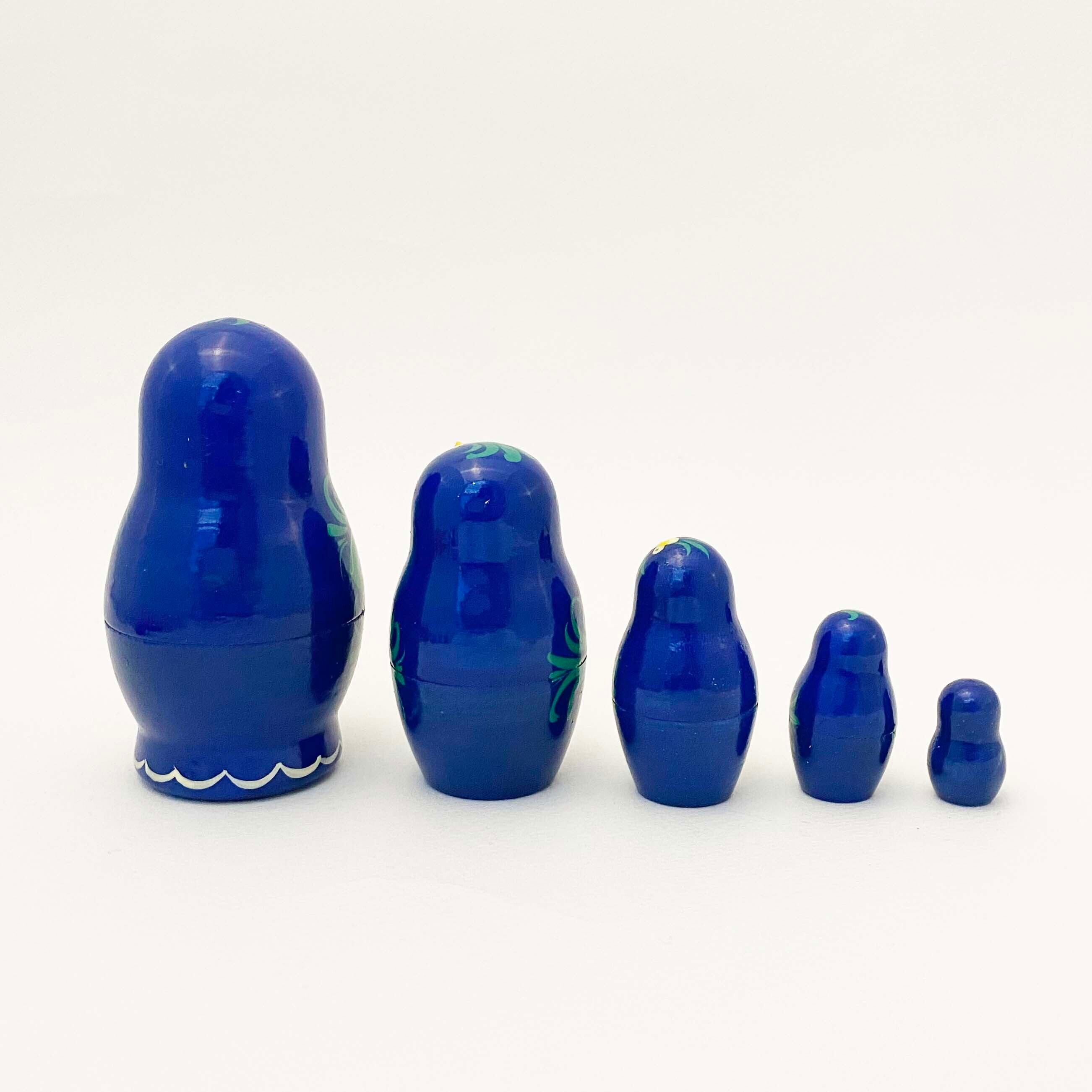 ノーリンスク産マトリョーシカ / 青い花5個組