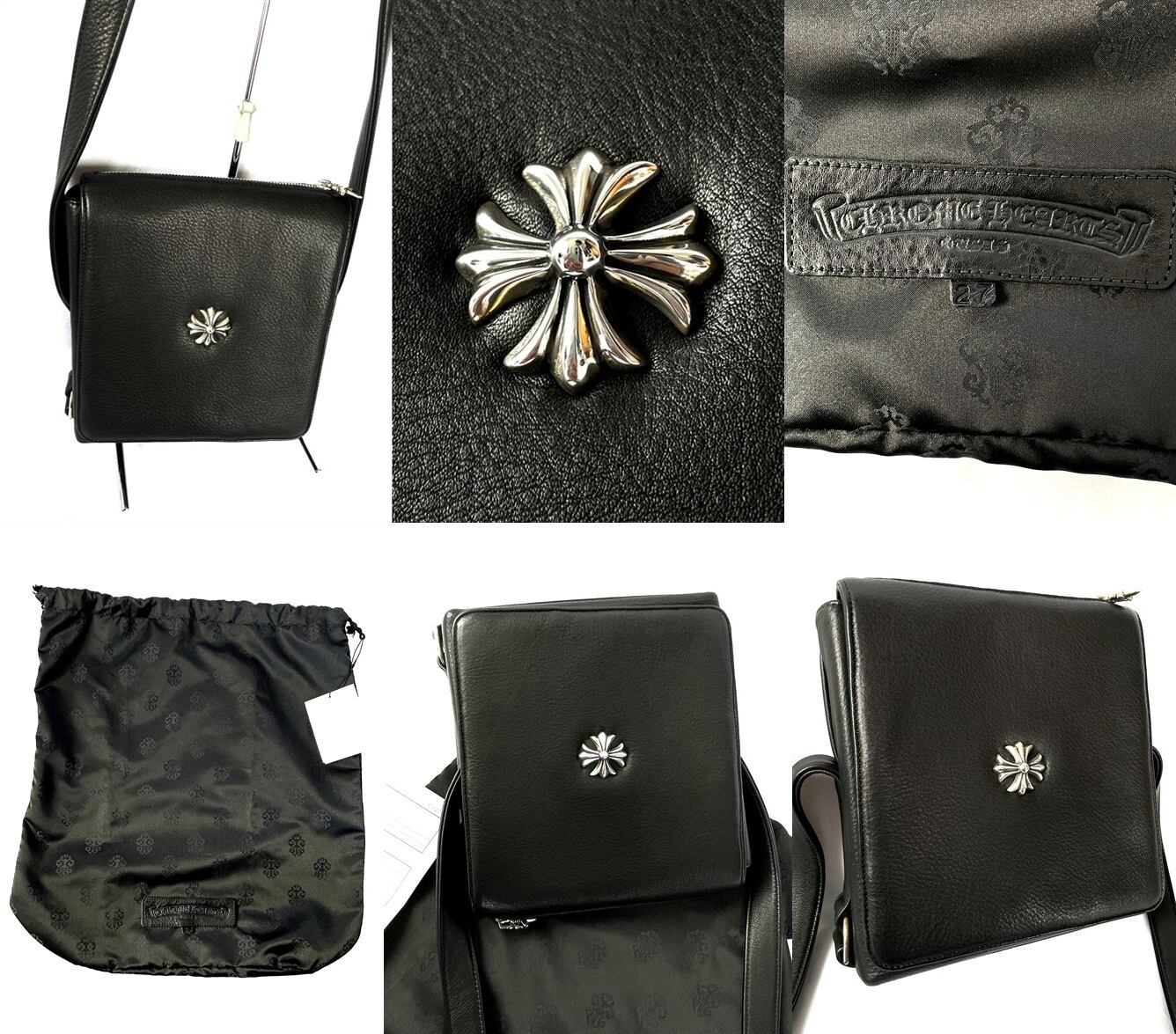 CHROME HEARTS クロムハーツ PLUG LTHR ブラック CHクロス スクロール