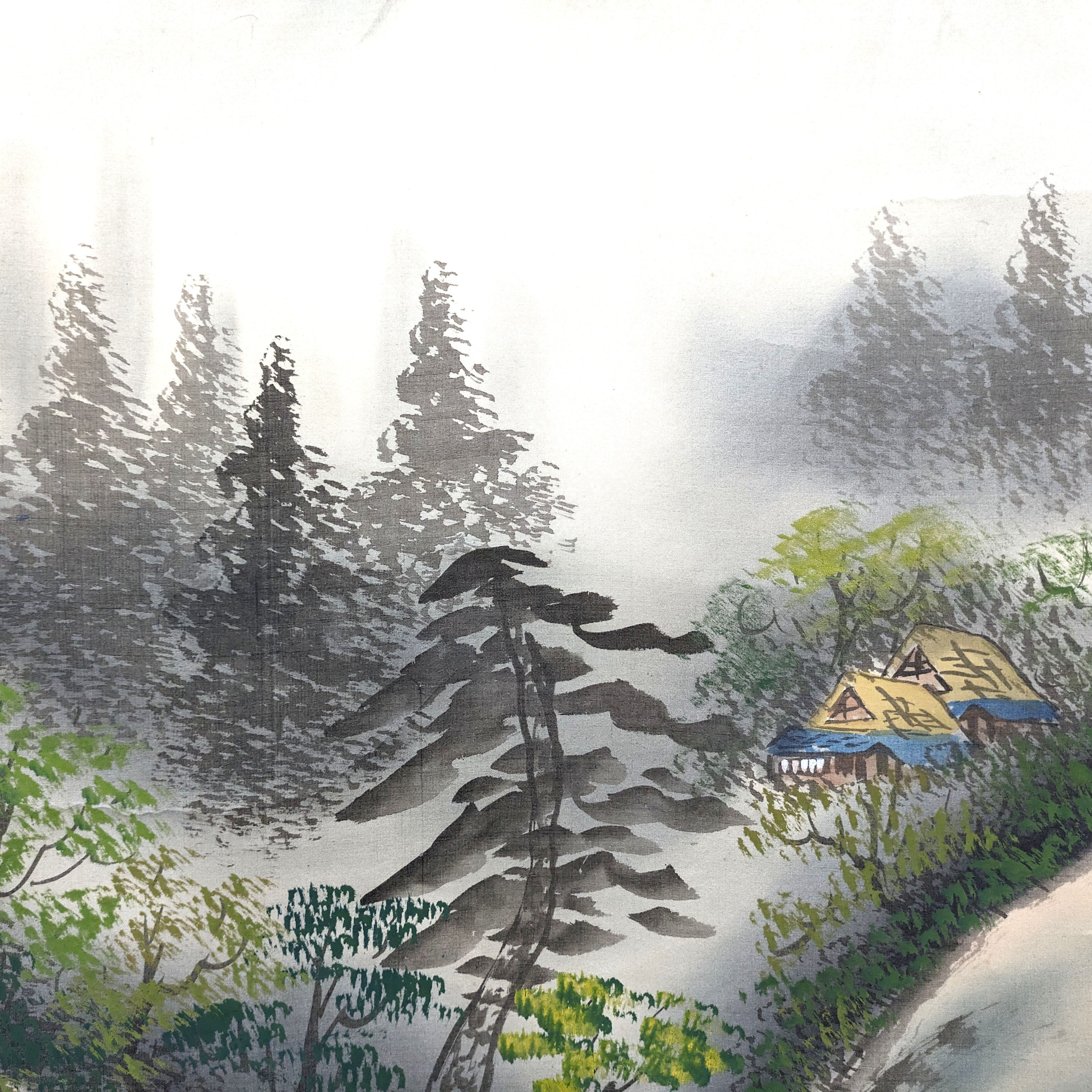 錦岳　青緑山水掛軸　H32 錦岳 青緑山水掛軸 H32