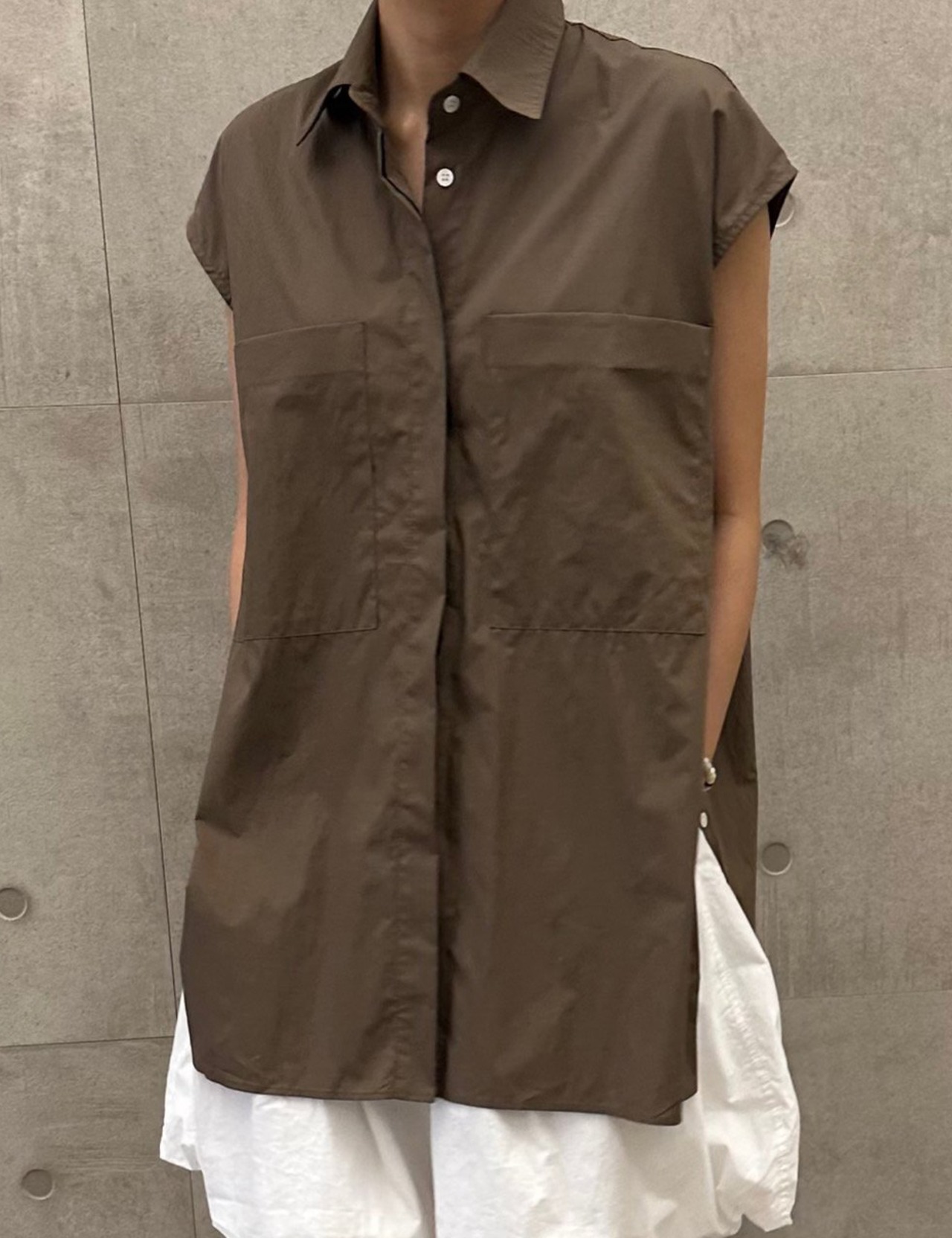 【新作５％OFF・3日間】Side-Button No-sleeve Shirts_3colors
