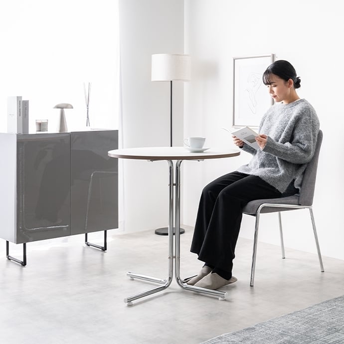 ファブリック生地×シルバー脚 ダイニングチェア | Voila