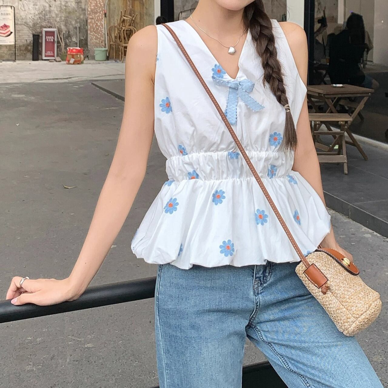 フラワーバルーンタンクブラウス(2color) R01288