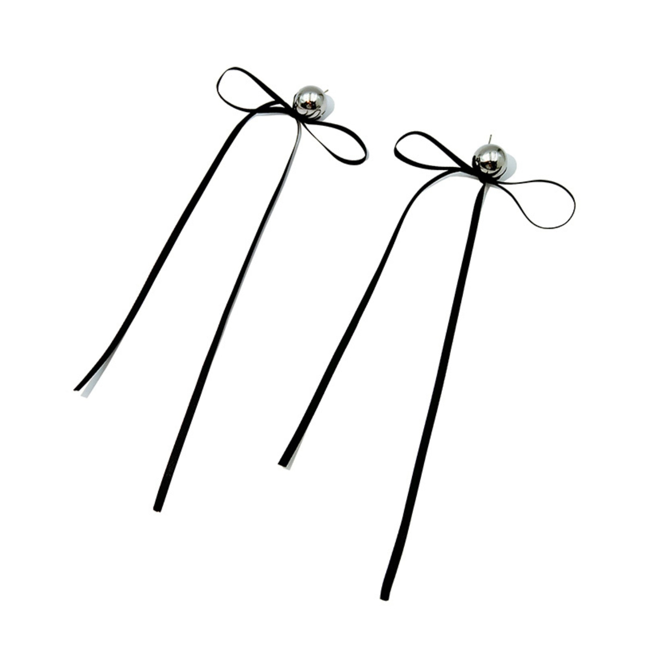 Ribbon motif long earrings T6101