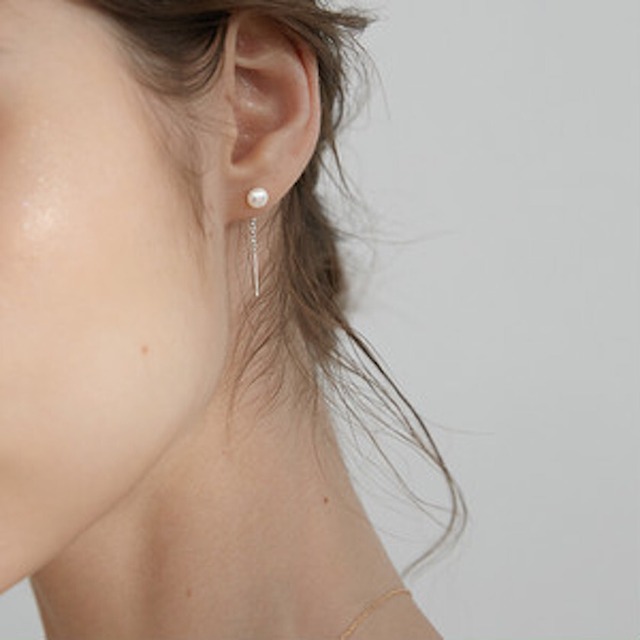 シンプルチェーンパールピアス　　10204