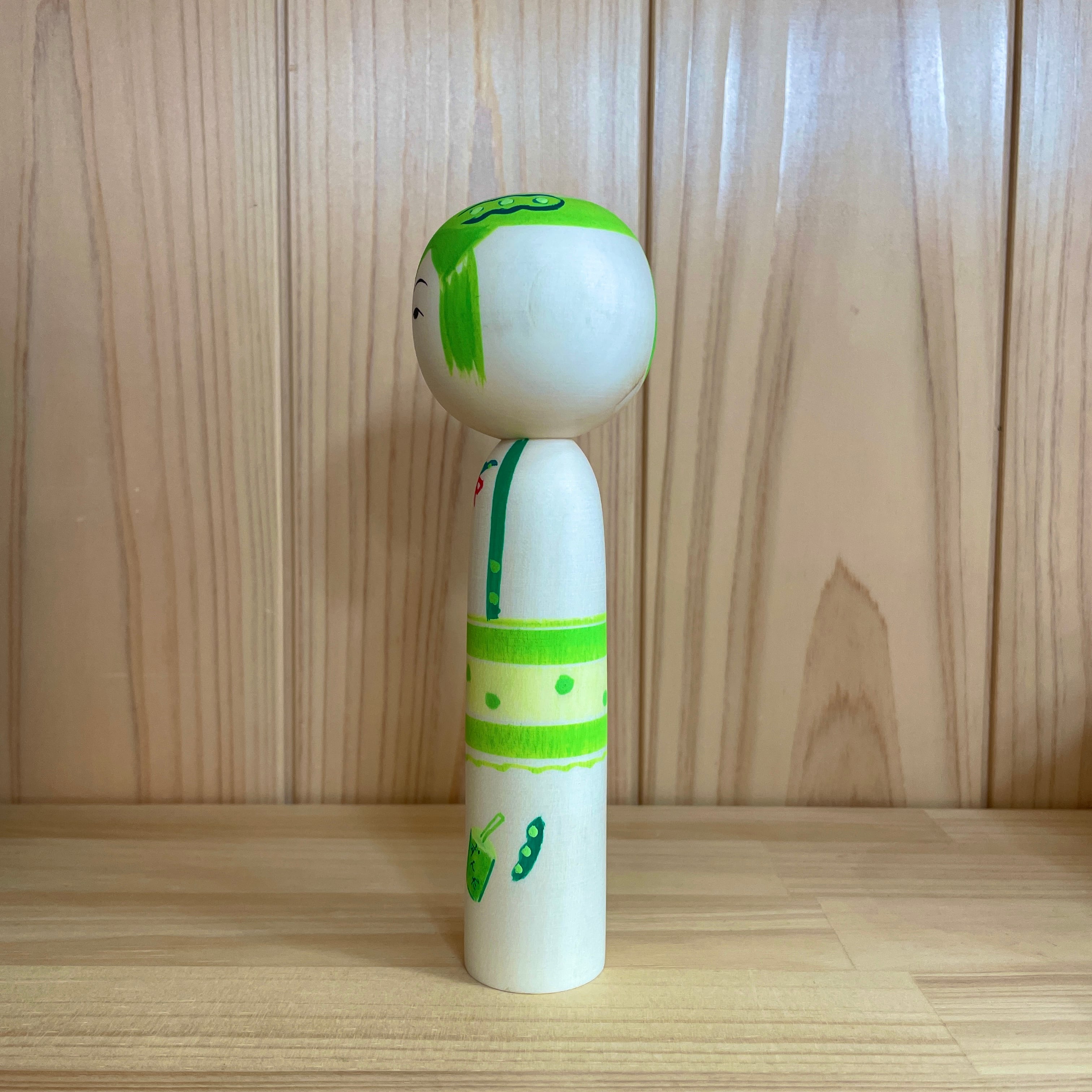 新山真由美工人：弥治郎系】ずんだもんこけし：6寸 18㎝ N10MaN-428