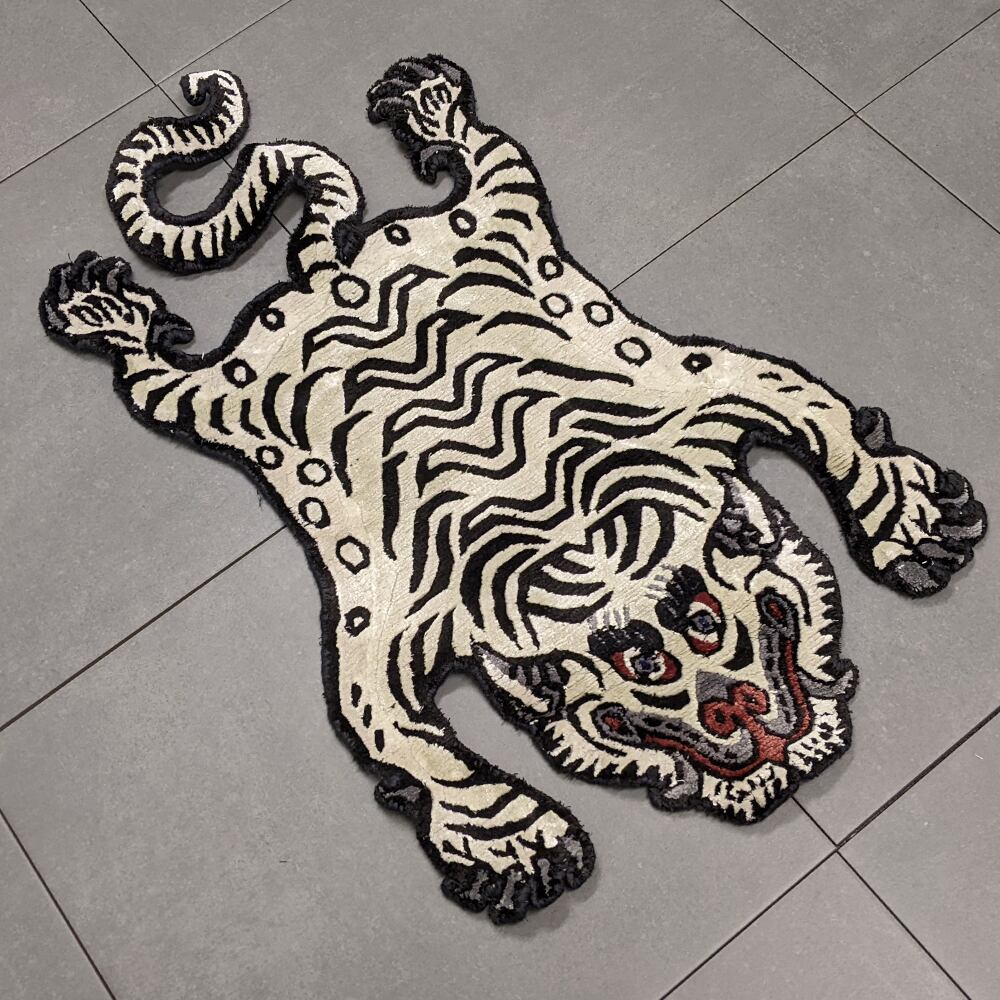 Tibetan Tiger Rug (XSサイズ シルク アッシュグリーン 071) チベタン
