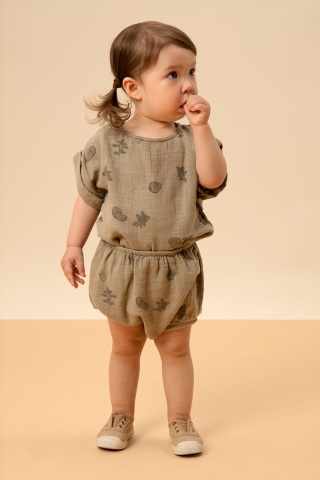 ［6m-24m］Studio Boheme Paris  - SHIRT PRASLIN Short Sleeves / SAGE / FRESH