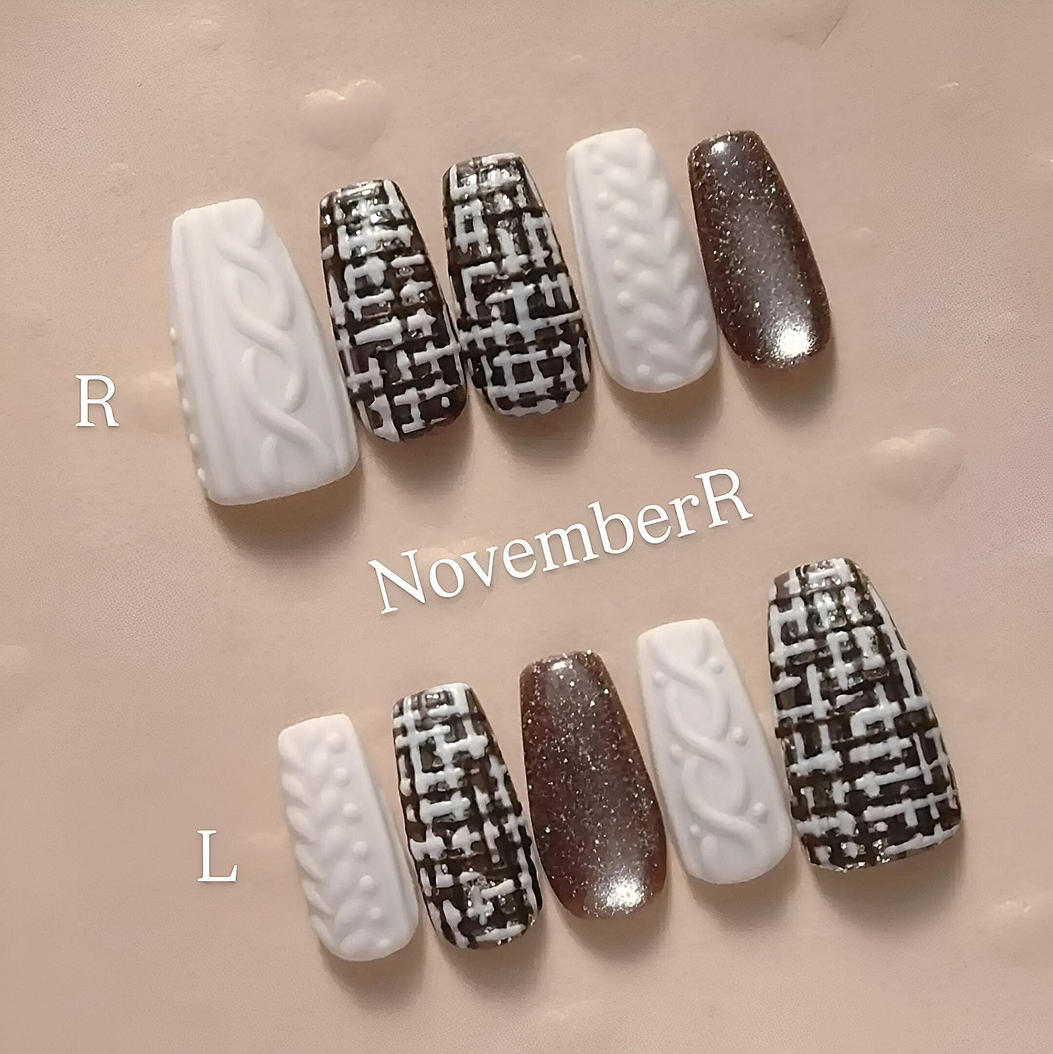 LA855☆ツイード＆ニットネイルチップ | NovemberR 〰️ネイルチップ