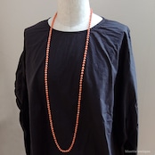 英国アンティークジュエリー 9ctゴールド コーラル ロングネックレス(ソーティングメモ付)