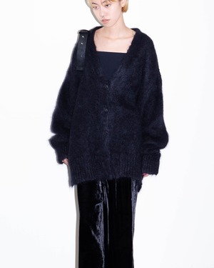 1980s oversized fluffy black mohair cardigan