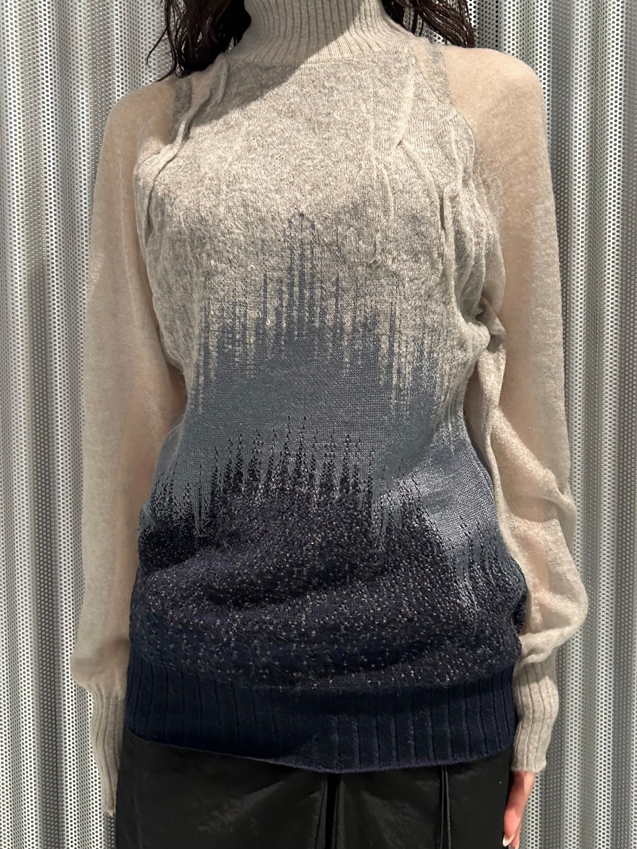 【26AW】Mame Kurogouchi マメ クロゴウチ / トップス / Sheer Jacquard High Neck Knit Top - 4