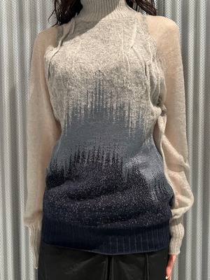 【26AW】Mame Kurogouchi マメ クロゴウチ / トップス / Sheer Jacquard High Neck Knit Top