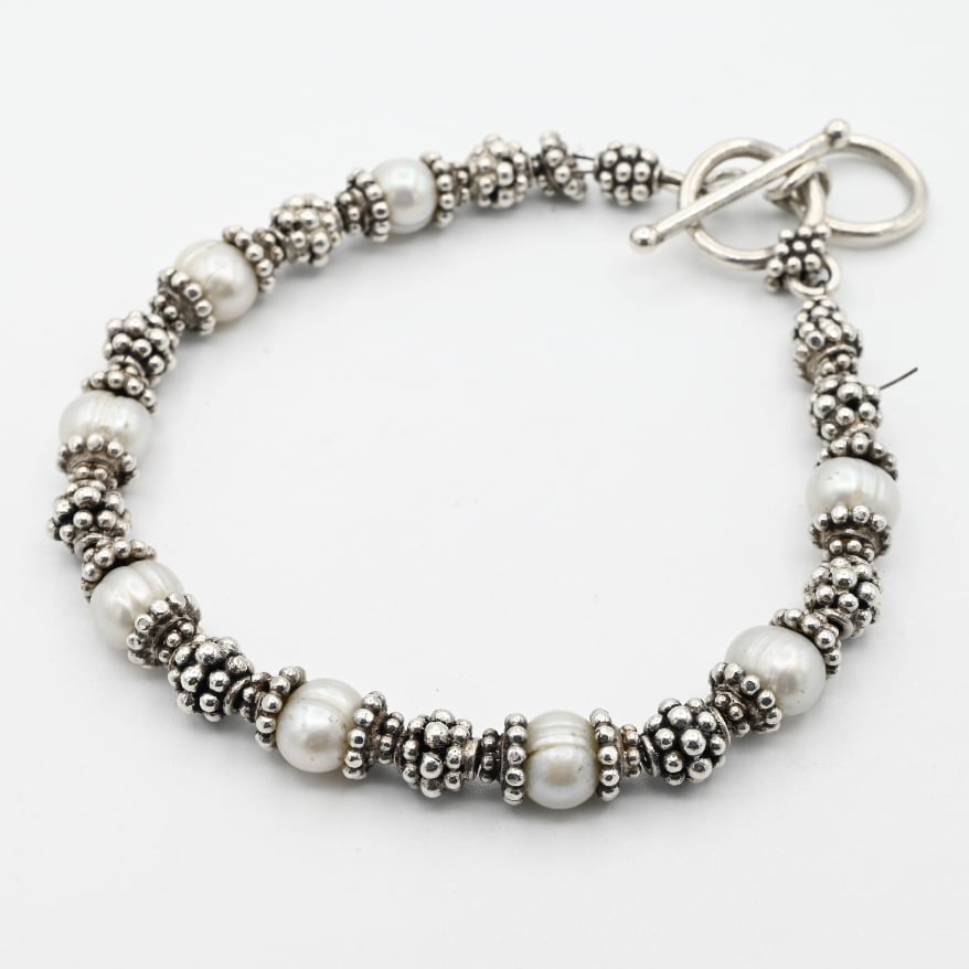 Baroque Pearl / Antique Beads Link Bracelet / Denmark