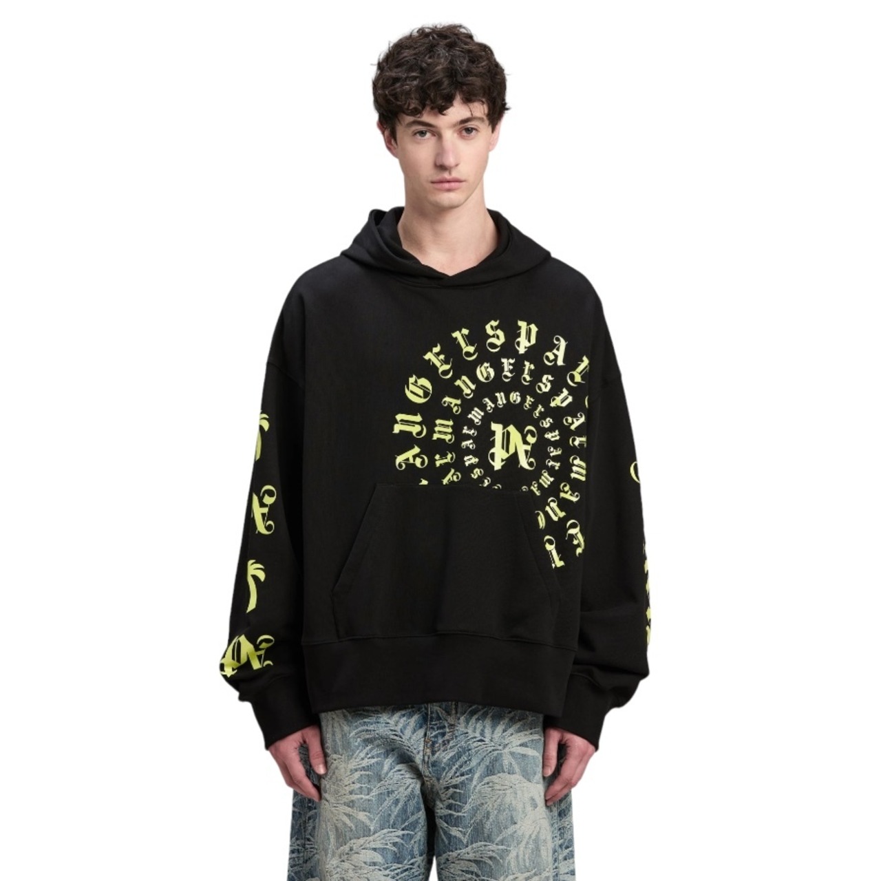 【Palm Angels】VERTIGO HOODY(BLACK/LIME) - 2