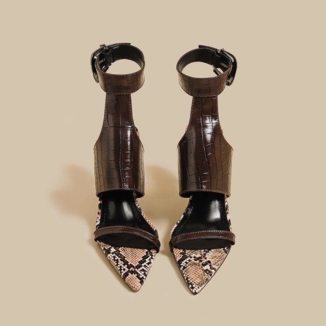 crocodile pattern ankle strap sandals m0482