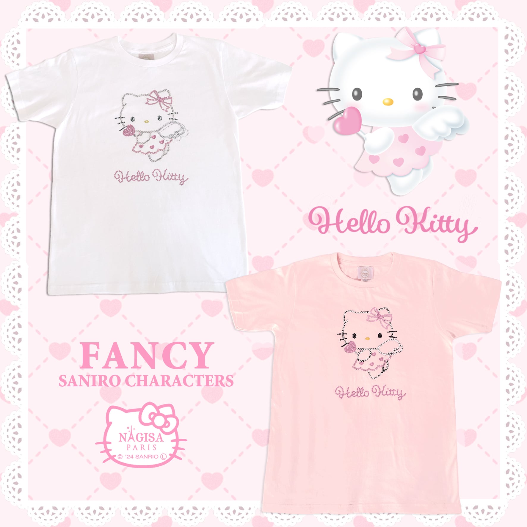 エンジェル ハローキティ ラインストーンTシャツ / Angel Hello KItty Rhinestones T-shirt