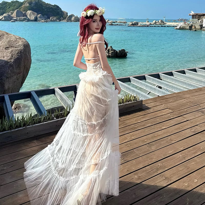ロングドレス キャバドレス セクシー レース×ジャカード切り替え