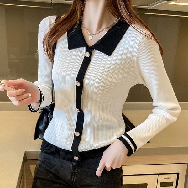 トップス レディース カーディガン ニット ニットカーディガン 長袖 袖あり バイカラー かわいい 大人可愛い きれいめ 大人 おしゃれ お洒落 こなれ感 キュート 送料無料 存在感 抜け感 フェミニン エレガント 無地 春 秋 冬 10代 20代 30代 40代 OL オフィス 通勤 学生 通学 デート お出かけ 女子会 休日 着回し 普段使い 韓国 ファッション コーデ スタイル モテ 体型カバー トレンド 流行 S M L XL ホワイト ブラック 黒 バイカラー