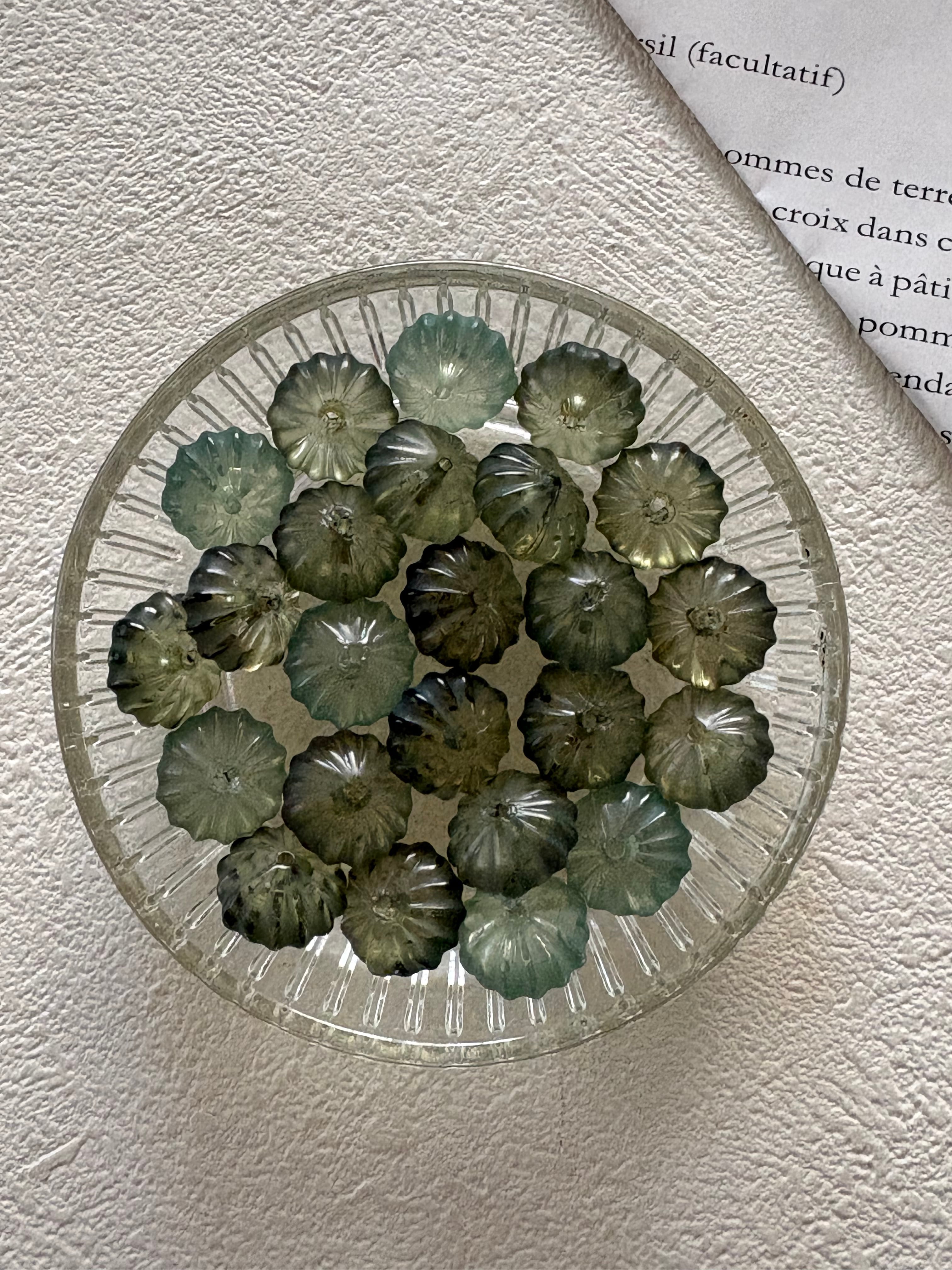 14mm Japanese ヴィンテージビーズ プラスチック製 パンプキン型 6個セット グリーン系 アクセサリーパーツ デコレーションパーツ