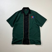 HILTON 開襟 オープンカラー ボーリングシャツ 半袖シャツ グリーン M 古着