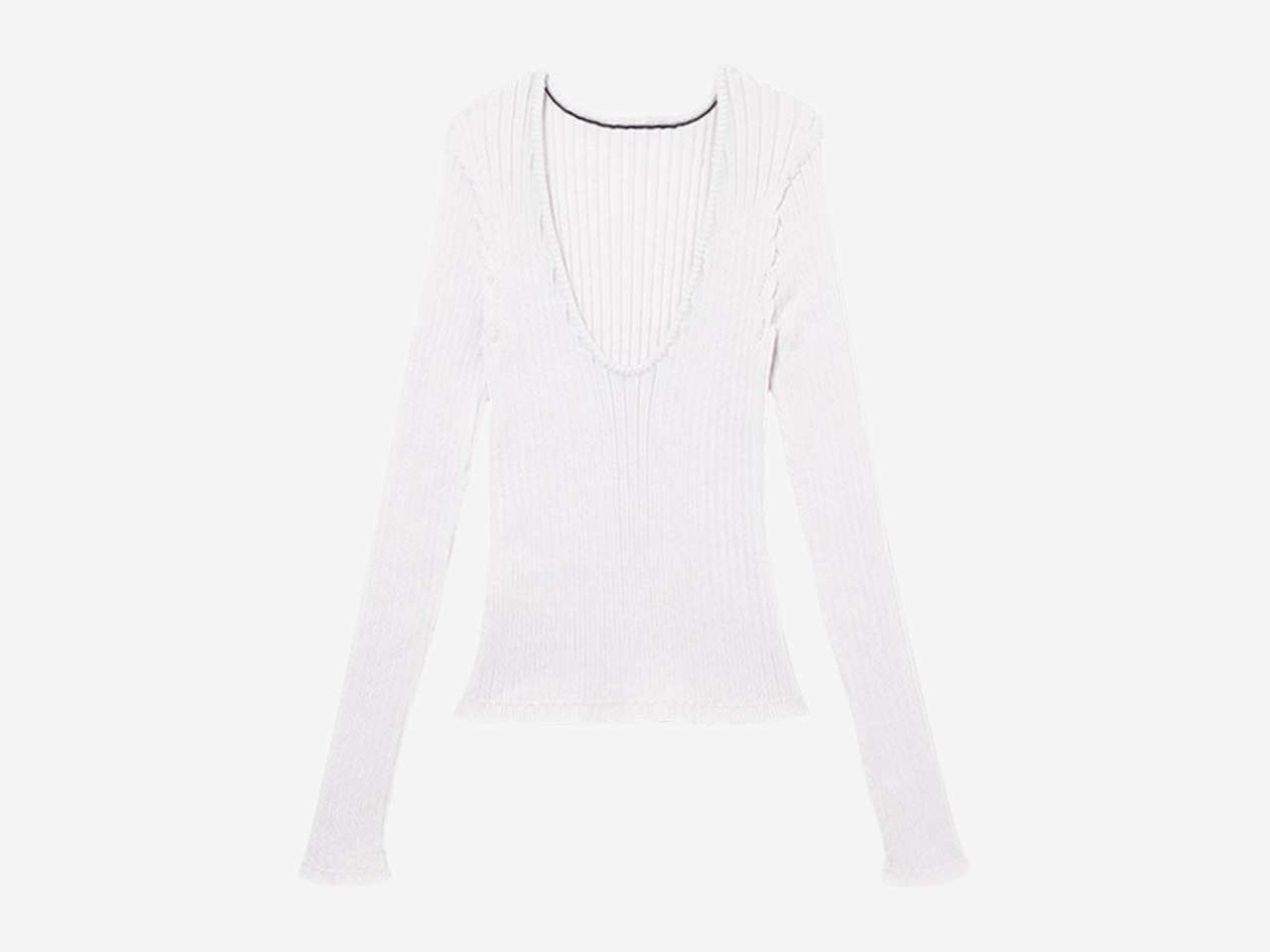 UMILE Yarn RIB PULLOVER / WHITE
