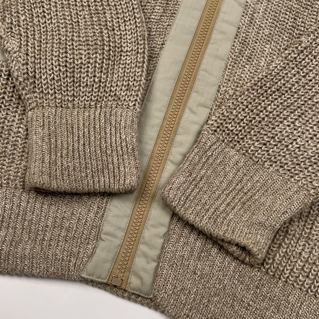 イタリア製 MOGAR ビンテージ デザイン ジップアップ コットン&リネン ニット ジャケット カーディガン サイズ 48 /ririジップ/ポケット付き