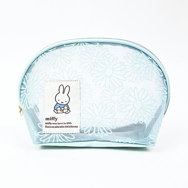 ミッフィー miffy シェル型ポーチ ブルー フラワーシリーズ
