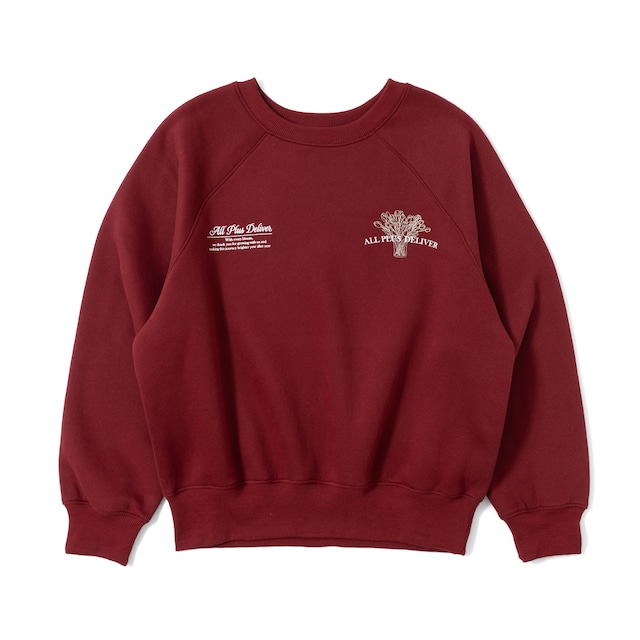 APD FLOWER GRAPHIC RAGLAN SWEAT / BURGUNDY