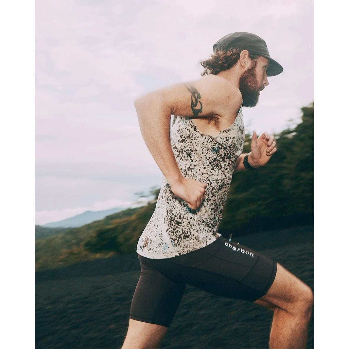 charbon / REDA WOOL SPLASH DYE SLEEVELESS T-SHIRTS（OFF×BRW） | 道