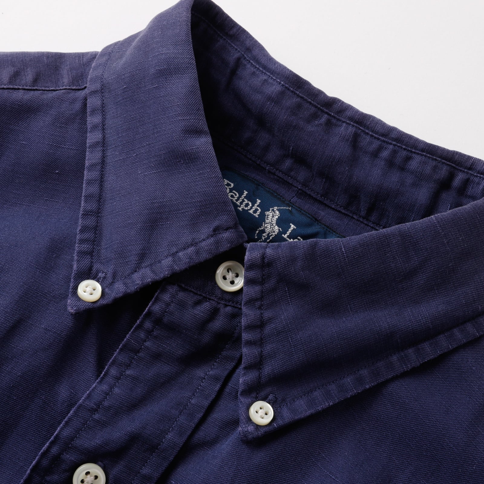 ポロラルフローレン 80s USA製 ツイルシャツ フェードネイビー XL 希少 極美品】80s Ralph Lauren special silk linen shirt fade navy big