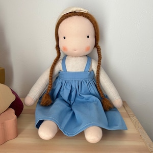 Little Kin Studio/送料無料 Large Doll (Blue pinafore dress)
