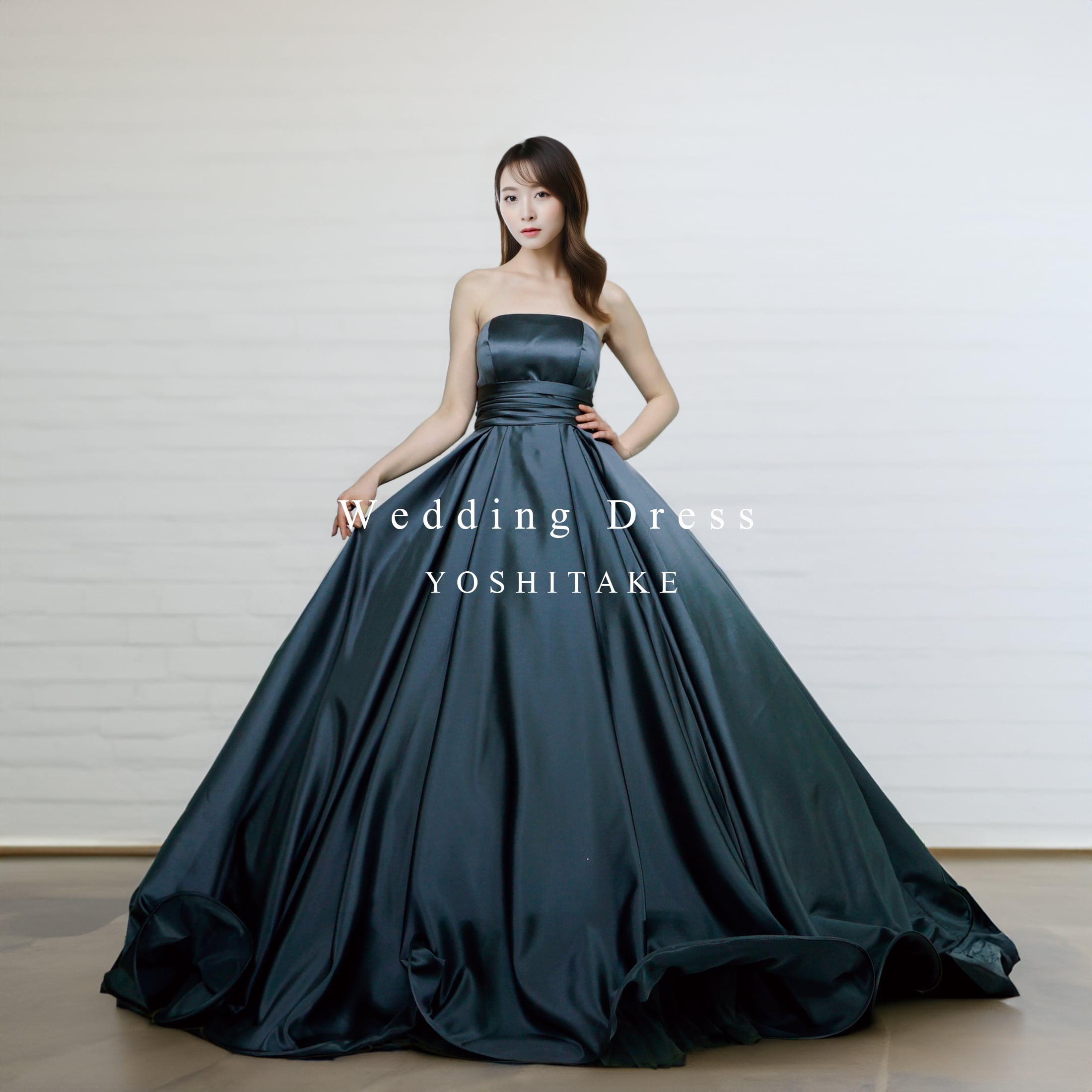 【オーダー制作】ウエディングドレス(無料パニエ) 	ウエディングドレス.ブラック.カラードレス.サテン.プリンセスライン	※制作期間4週間から8週間	Y1495