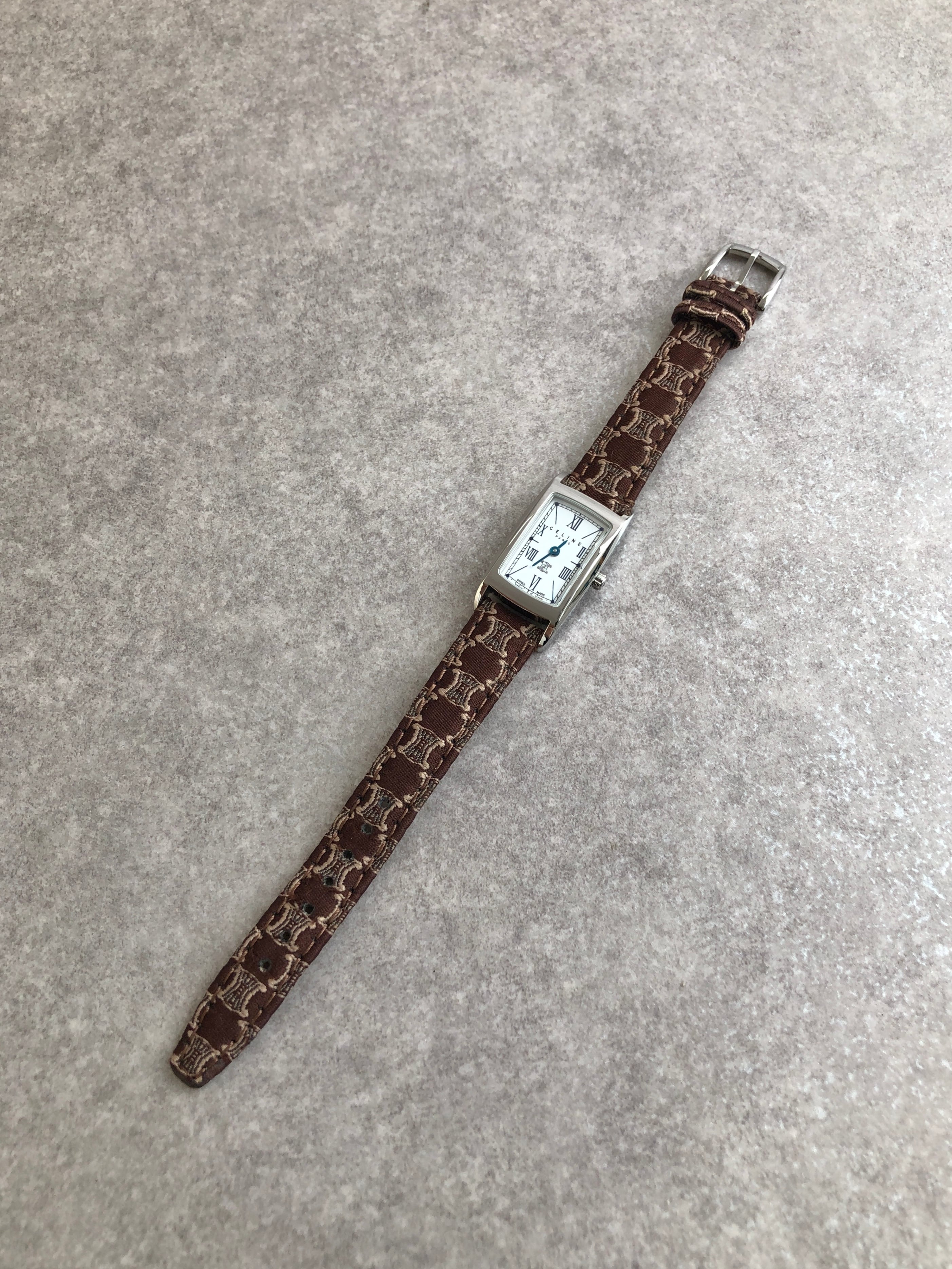 CELINE セリーヌ マカダム 腕時計 シルバー ブラウン ブラゾン