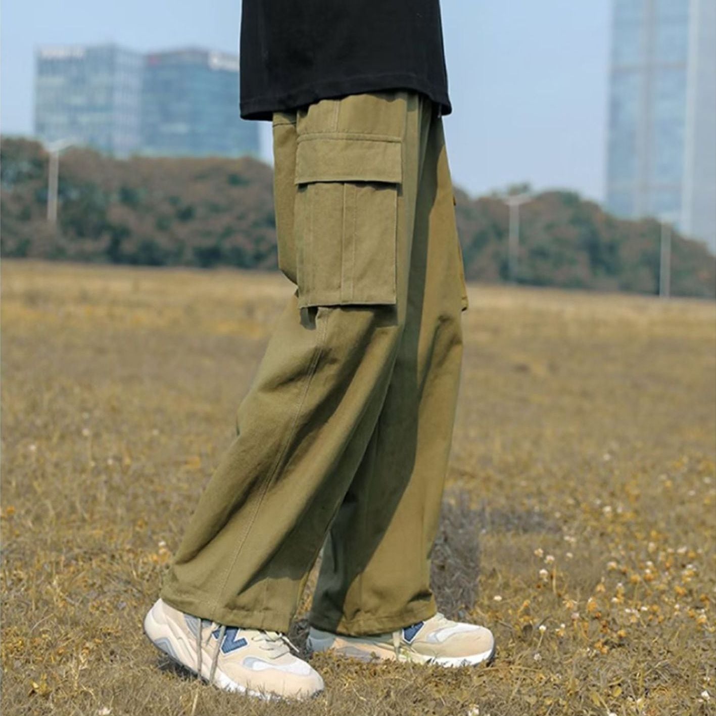 カーゴパンツ メンズ ゆったり パンツ ロング丈 カーゴ ロングパンツ カジュアルパンツ カジュアル リラックス ズボン ボトムス 無地 おしゃれ 快適 カーゴパンツ メンズ ロング丈 ズボン ロングパンツ ウエストゴム