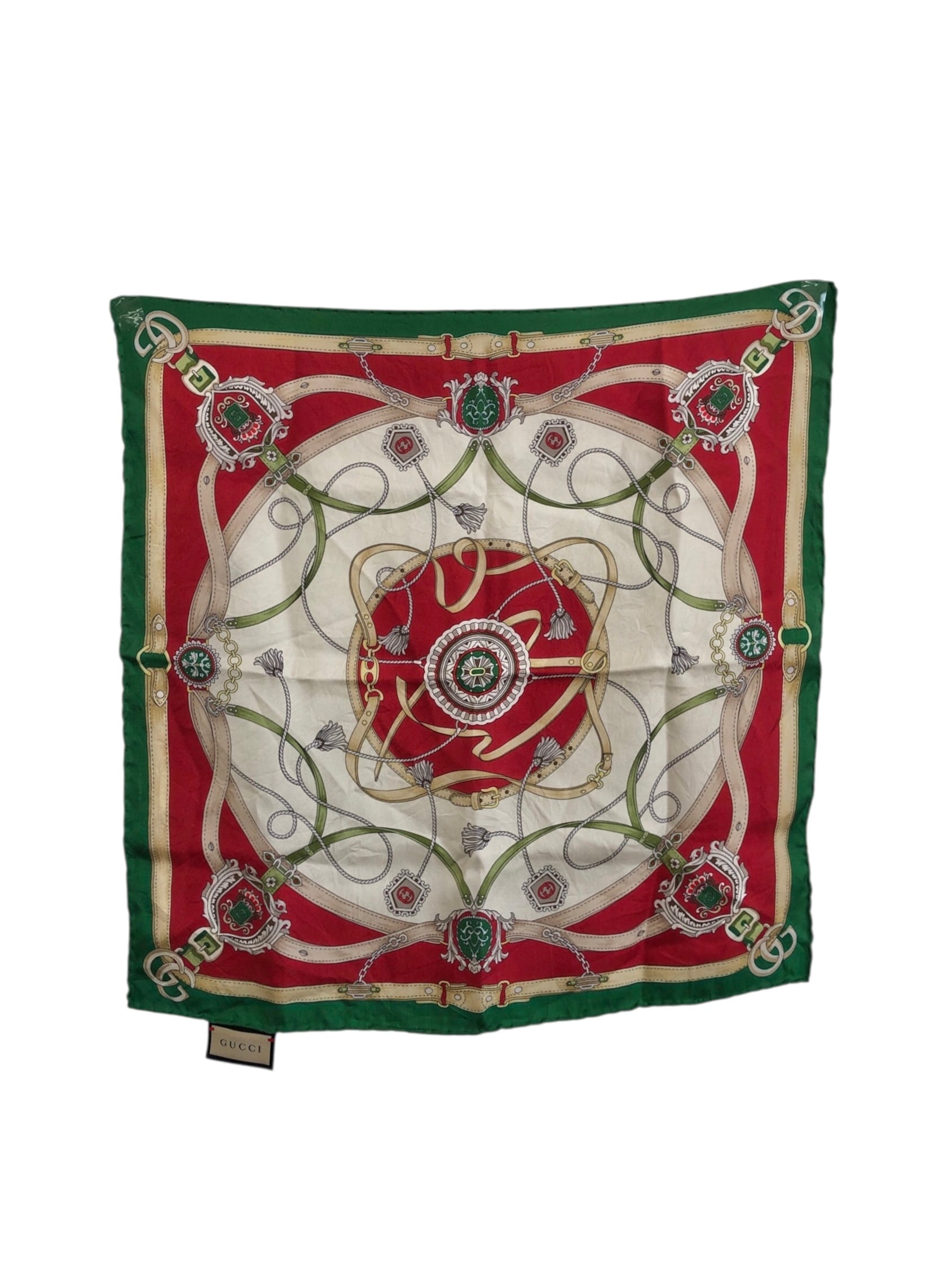 GUCCI グッチ スカーフ グリーン シルク 総柄 vintage ヴィンテージ オールド j8dbd8