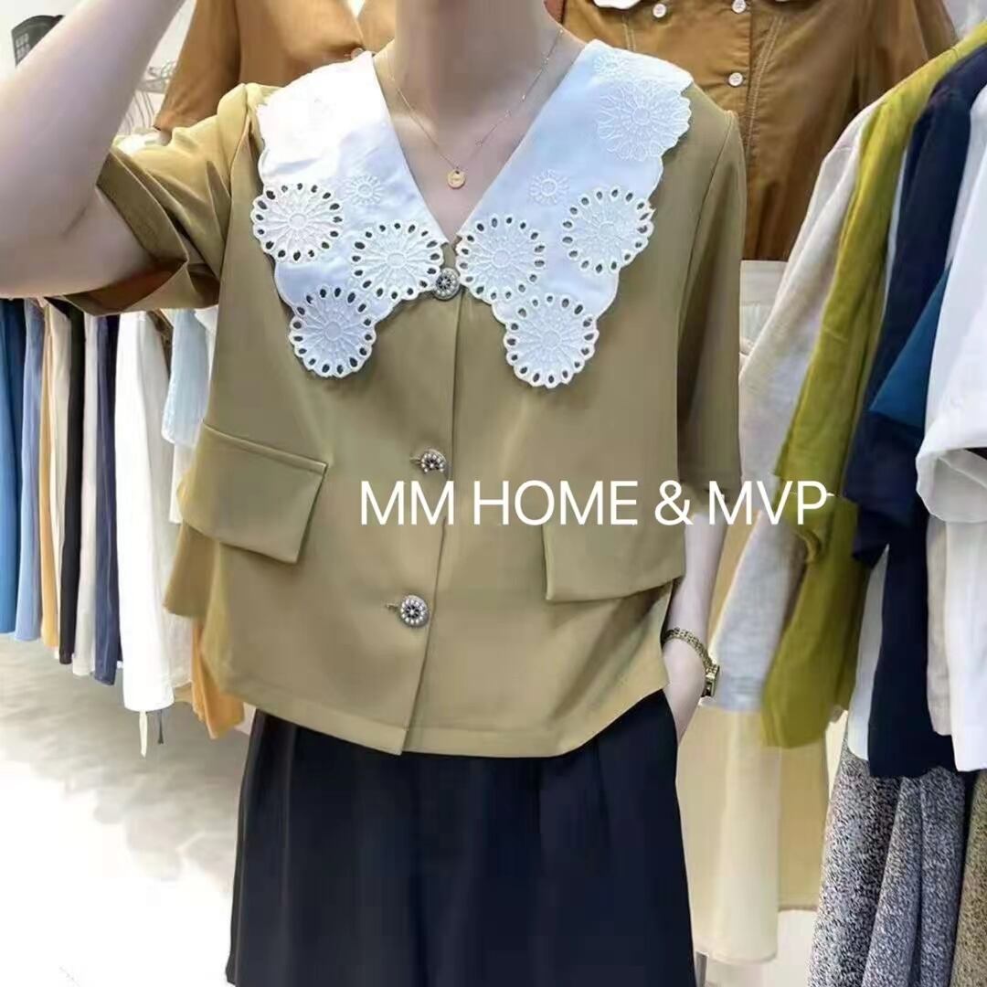 レース襟五分袖ジャケット　AJ42441-2075