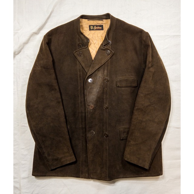 【1940s】"Swedish Vintage" Goatskin Brown Suede Double Breasted Jacket