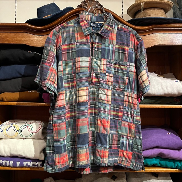 1990's POLO ralph lauren Madras check pullover shirt L India製 D1248