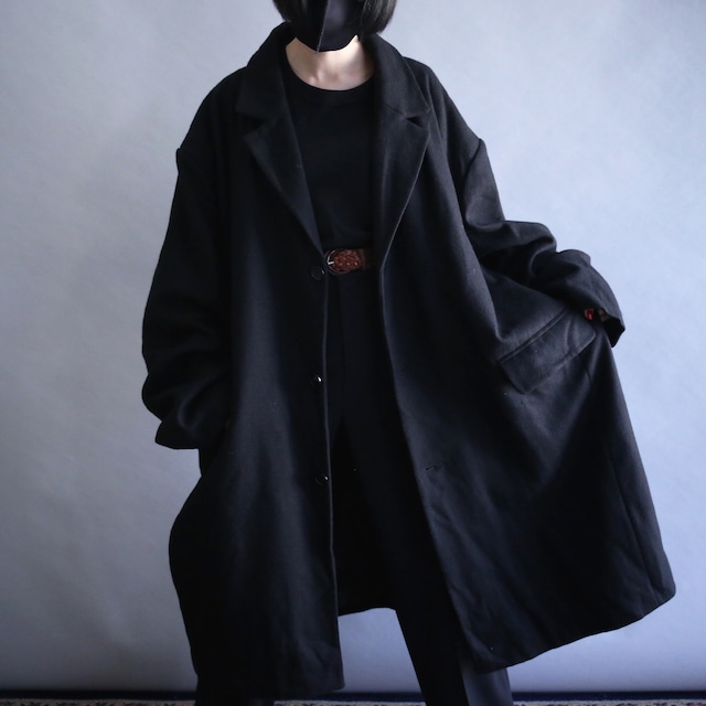 "KINGSIZE" XXXL super over size wide silhouette black wool coat