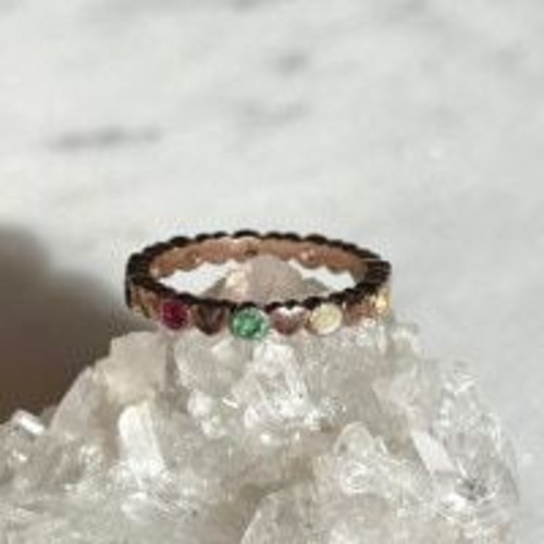 【バンコク☆ガネーシャ様の神前にてアチューメント】贅沢♪9石がセットされた開運リング　NO.9　（11.5号）商品番号5224