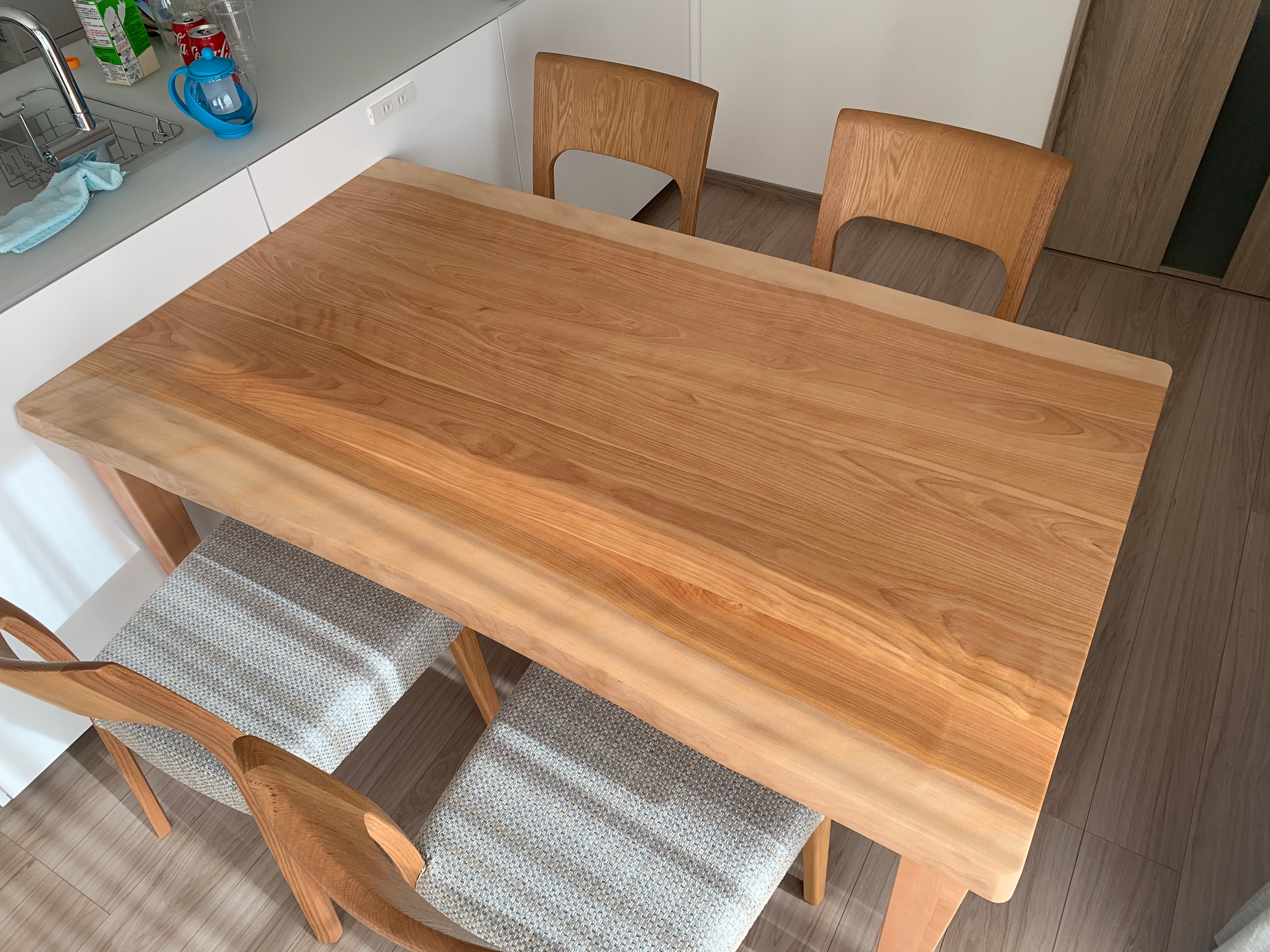 カバ桜無垢板テーブル 天板厚35mm 巾ハギ 幅190～200cm | 悠々、匠彩