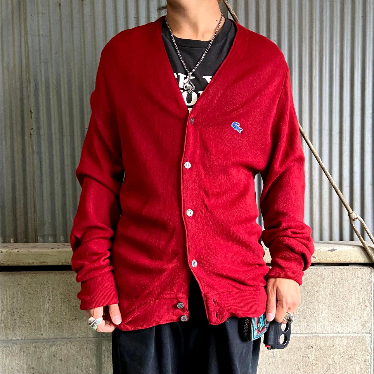 70年代 ビンテージ IZOD LACOSTE アイゾッド ラコステ ワインレッド 