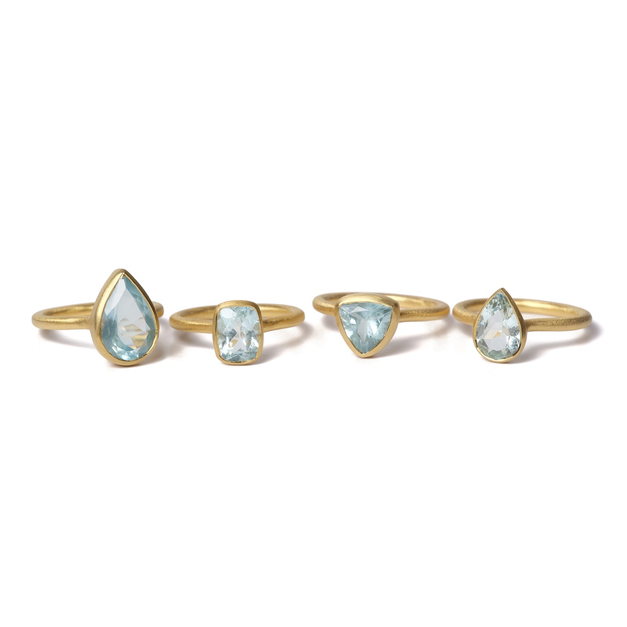 S925 SINGLE STONE MATT RING -AQUAMARINE-