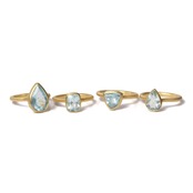 S925 SINGLE STONE MATT RING -AQUAMARINE-