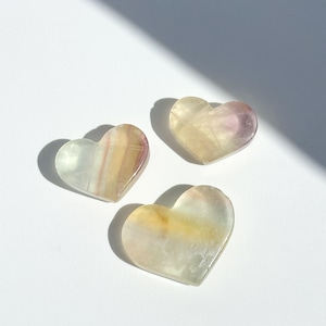 レインボーフローライト ハート 3個set 12◇ Rainbow Fluorite ◇ 天然石・鉱物・パワーストーン・インテリア